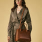 Patrizia (brown) - Italian calf leather womens handbag (with shoulder strap)