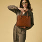 Patrizia (brown) - Italian calf leather womens handbag (with shoulder strap)