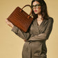 Patrizia (brown) - Italian calf leather womens handbag (with shoulder strap)