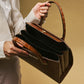 Patrizia (brown) - Italian calf leather womens handbag (with shoulder strap)