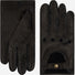 Black Raffaella Italian peccary driving gloves with refined stitching, designed for winter driving comfort and style.