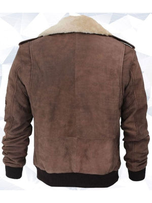 Pierson G1 Bomber Men’s Leather Brown Shearling Collar Jacket
