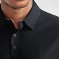 Black AIR 3-button polo shirt by Twillory, casual men's shirt with a classic collar and smooth fabric.