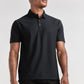 Black AIR 3 Button Polo from Twillory, casual men's shirt with a classic collar and three-button placket, front view.