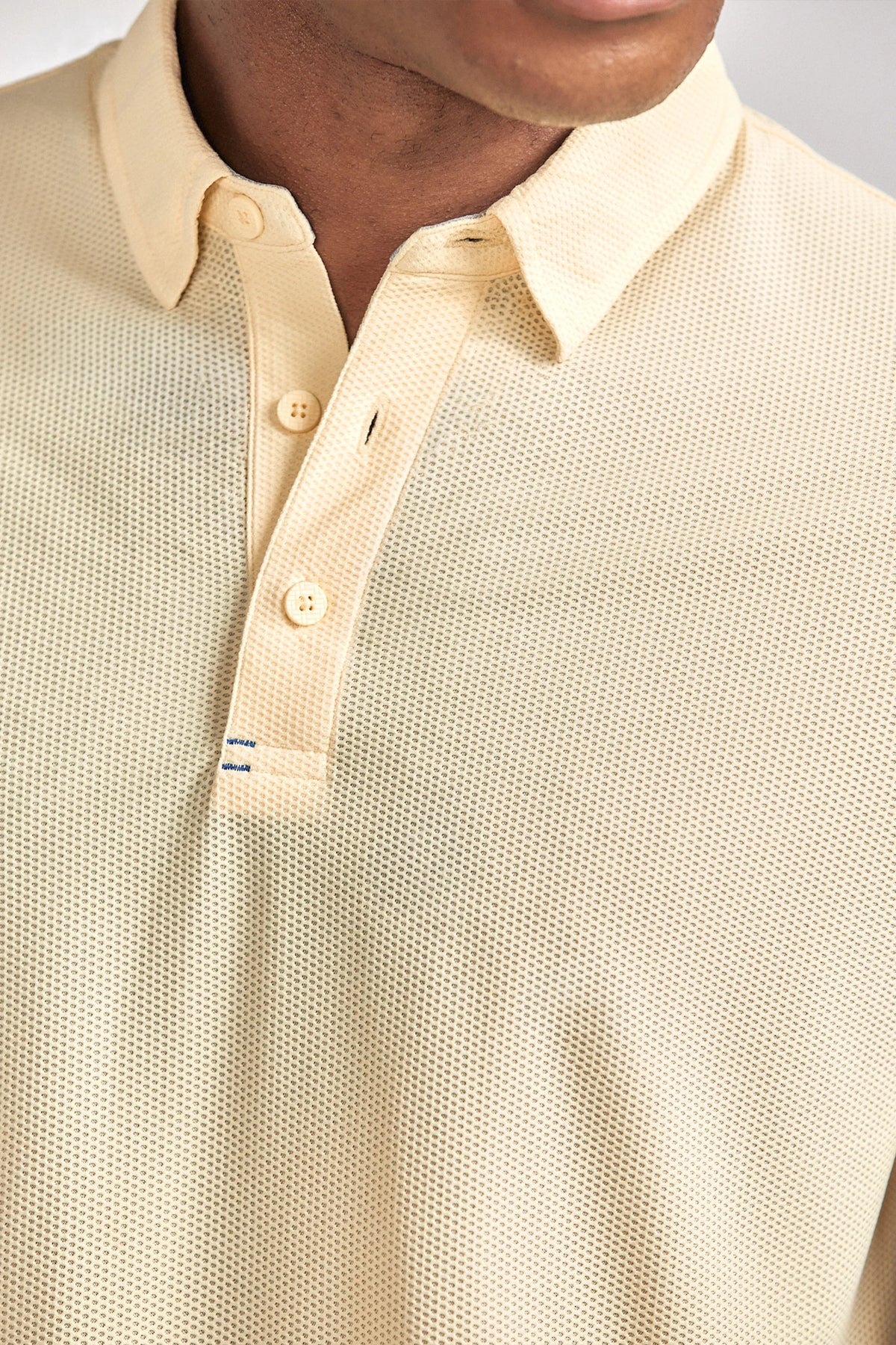 Yellow AIR 3 Button Polo shirt by Twillory, casual men's polo with a classic collar and button detail.