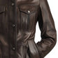 Poppy Leather Brown Jacket - Women's Leather Jacket Brown