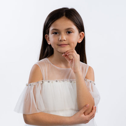 Tiana Princess Girls' White Dress - Farnelli