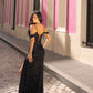 Nox Anabel Q1389 Long Cold Shoulder Sweetheart Fitted Sequin Gown