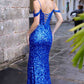 Nox Anabel Q1389 Long Cold Shoulder Sweetheart Fitted Sequin Gown