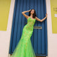 Nox Anabel Q1390 Long Fitted Sequin Applique Trumpet Skirt Gown