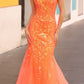 Nox Anabel Q1390 Long Fitted Sequin Applique Trumpet Skirt Gown
