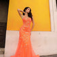 Nox Anabel Q1390 Long Fitted Sequin Applique Trumpet Skirt Gown