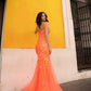 Nox Anabel Q1390 Long Fitted Sequin Applique Trumpet Skirt Gown