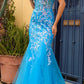 Nox Anabel Q1390 Long Fitted Sequin Applique Trumpet Skirt Gown