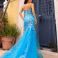 Nox Anabel Q1390 Long Fitted Sequin Applique Trumpet Skirt Gown