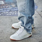 CALTO - Q272  - 2 Inches Taller (White & Gum Sole) -Elevated Leatherette Micro-Perforated Sneakers
