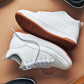 CALTO - Q272  - 2 Inches Taller (White & Gum Sole) -Elevated Leatherette Micro-Perforated Sneakers