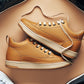 CALTO - Q274  - 2 Inches Taller (Camel Brown & Gum Sole) - Elevated Leatherette Micro-Perforated Sneakers