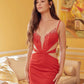 Nox Anabel Q834 Short Sheer Side Cutout Bodycon Cocktail Dress