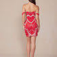 Nox Anabel Q839 Short Off the Shoulder Beaded Cocktail Dress