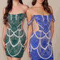 Nox Anabel Q839 Short Off the Shoulder Beaded Cocktail Dress