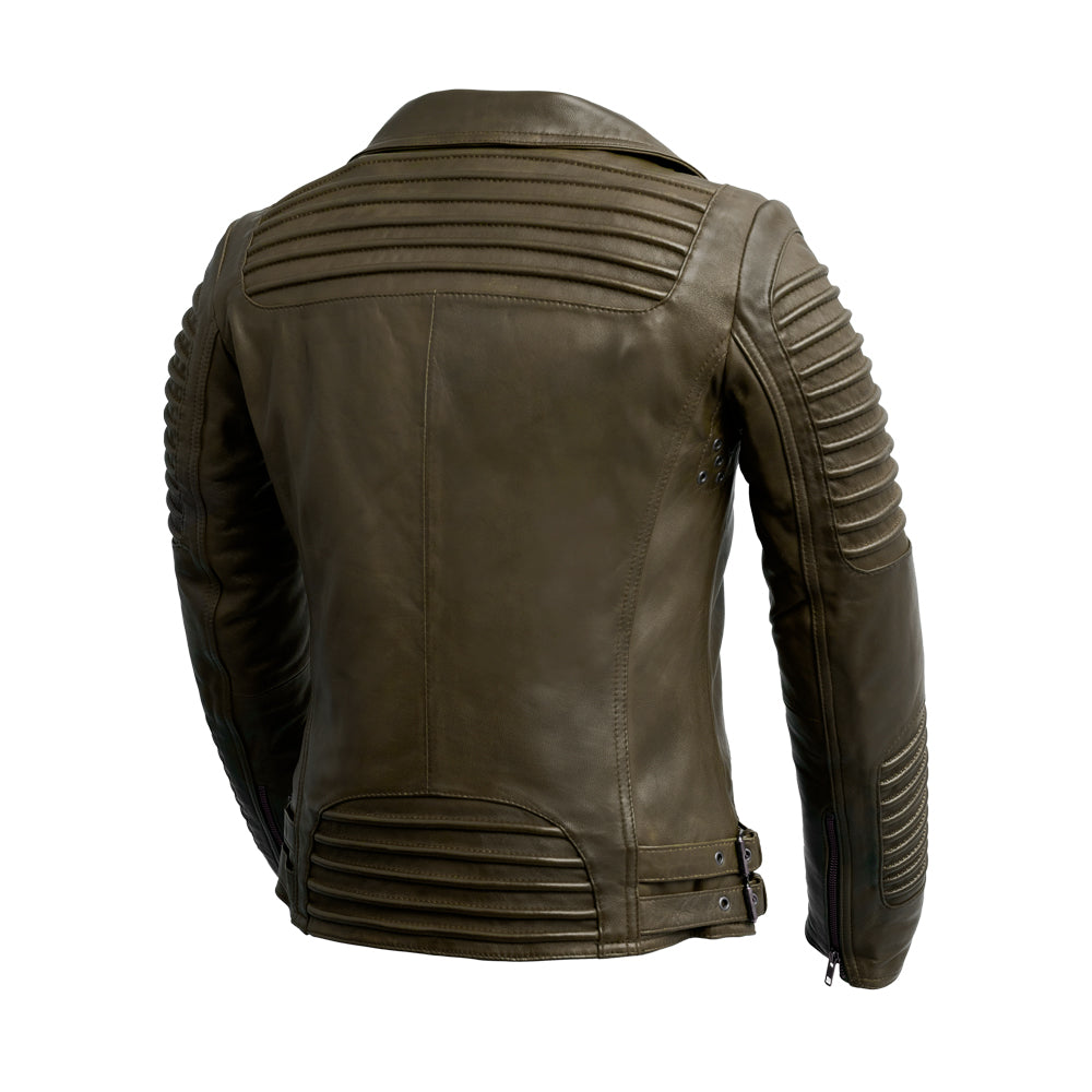 Whet Blu NYC Queens women's army green fashion moto leather jacketm