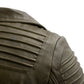 Whet Blu NYC Queens women's army green fashion moto leather jacket back view