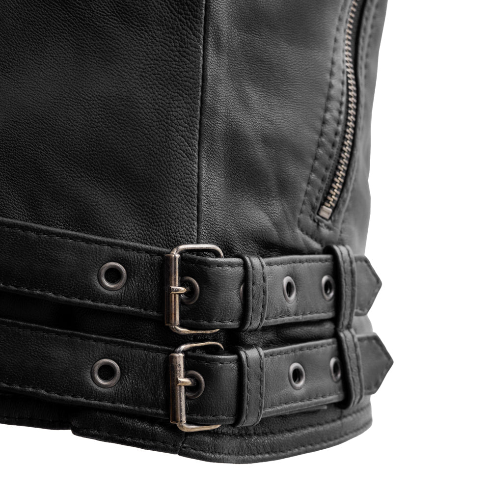 Whet Blu NYC Queens women's black fashion moto leather jacket front view