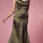 Nox Anabel R1027 Tea Midi-Length Formal Gown with Cowl Neckline