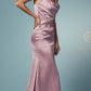 Nox Anabel R1027 Tea Midi-Length Formal Gown with Cowl Neckline