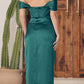 Nox Anabel R1236 Long Off Shoulder Strap Cowl Neckline Satin Dress