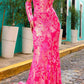 Nox Anabel R1268 Fitted Strapless Flower Design Sequin Gown with Matching Sleeves