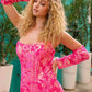 Nox Anabel R1268 Fitted Strapless Flower Design Sequin Gown with Matching Sleeves