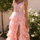 Nox Anabel R1299 Long Off the Shoulder Tiered Skirt A-Line Formal Gown