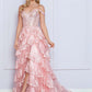 Nox Anabel R1299 Long Off the Shoulder Tiered Skirt A-Line Formal Gown