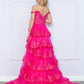 Nox Anabel R1299 Long Off the Shoulder Tiered Skirt A-Line Formal Gown
