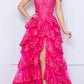 Nox Anabel R1299 Long Off the Shoulder Tiered Skirt A-Line Formal Gown