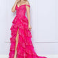 Nox Anabel R1299 Long Off the Shoulder Tiered Skirt A-Line Formal Gown