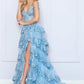 Nox Anabel R1299 Long Off the Shoulder Tiered Skirt A-Line Formal Gown