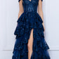Nox Anabel R1299 Long Off the Shoulder Tiered Skirt A-Line Formal Gown