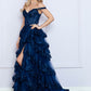 Nox Anabel R1299 Long Off the Shoulder Tiered Skirt A-Line Formal Gown