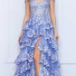 Nox Anabel R1299 Long Off the Shoulder Tiered Skirt A-Line Formal Gown