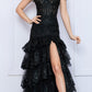 Nox Anabel R1301 Long Layered Tiered Skirt Off Shoulder Corset Dress