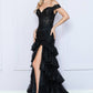 Nox Anabel R1301 Long Layered Tiered Skirt Off Shoulder Corset Dress