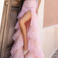 Nox Anabel R1301 Long Layered Tiered Skirt Off Shoulder Corset Dress
