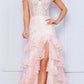 Nox Anabel R1301 Long Layered Tiered Skirt Off Shoulder Corset Dress