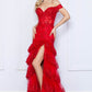 Nox Anabel R1301 Long Layered Tiered Skirt Off Shoulder Corset Dress