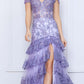 Nox Anabel R1301 Long Layered Tiered Skirt Off Shoulder Corset Dress