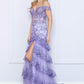 Nox Anabel R1301 Long Layered Tiered Skirt Off Shoulder Corset Dress