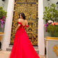 Nox Anabel R1303 Long Off the Shoulder Sweetheart Tulle A-Line Gown